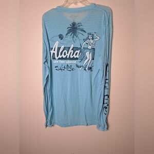 SALT LIFE Long Sleeve Tee Shirt Men’s Large "Aloha Low Tide Lounge" Blue